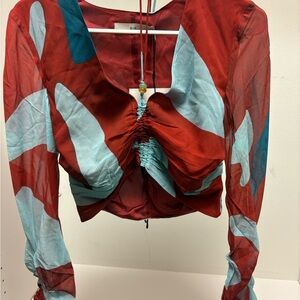 SIR the label Red and Blue Ruched Blouse